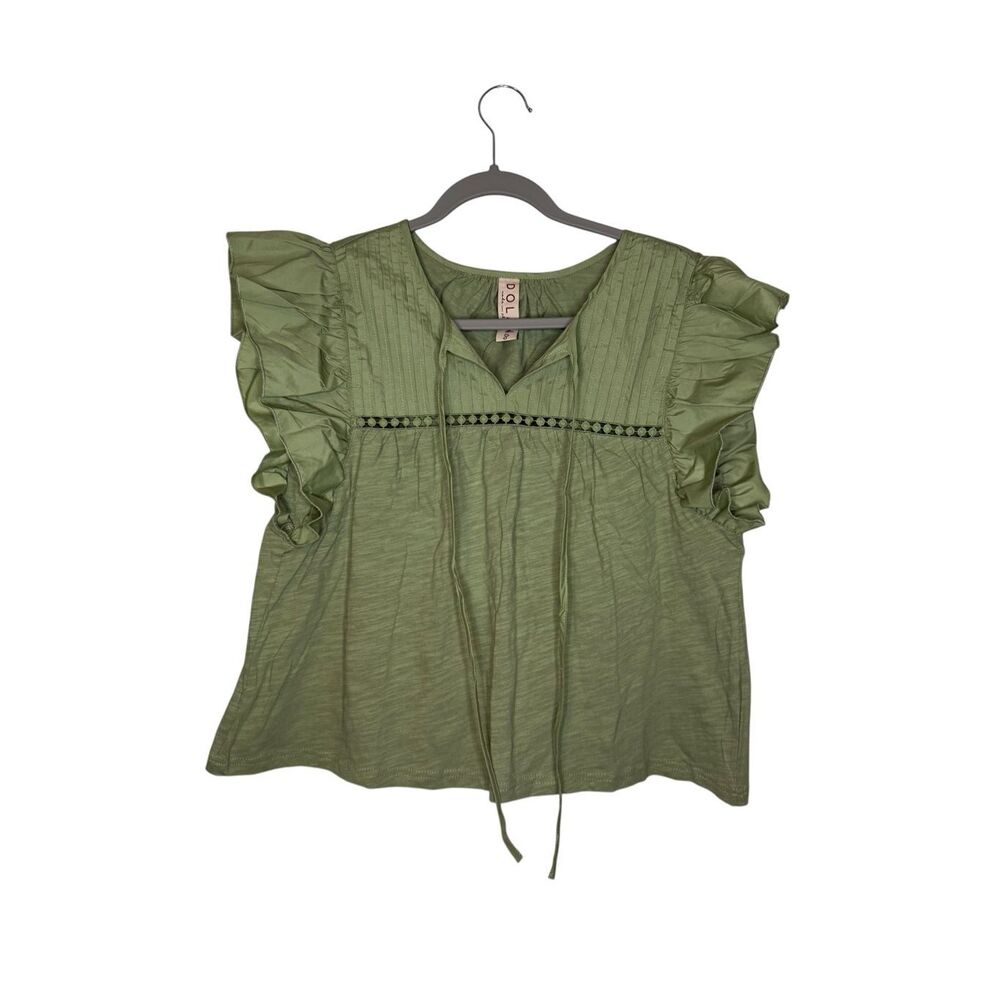 Dolan Anthropologie Flutter Cap Sleeve Tank Green‎ Size Small